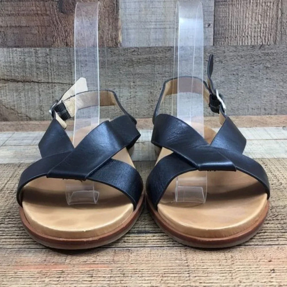 Corso Como Black Slingback Buckle Sandals Womens 6.5M Peep Toe - Picture 2 of 12